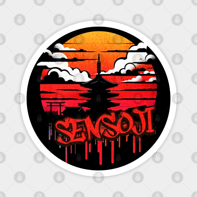 Sensoji Temple Graffiti Design Magnet by Miami Neon Designs